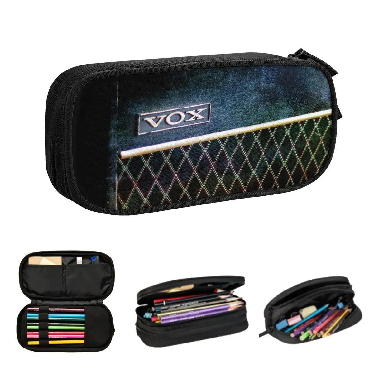 Vox ac30 amplificador lápis casos grande capacidade caneta sacos caixa de caneta bolsa de lápis para meninos meninas estudantes papelaria escola escritório