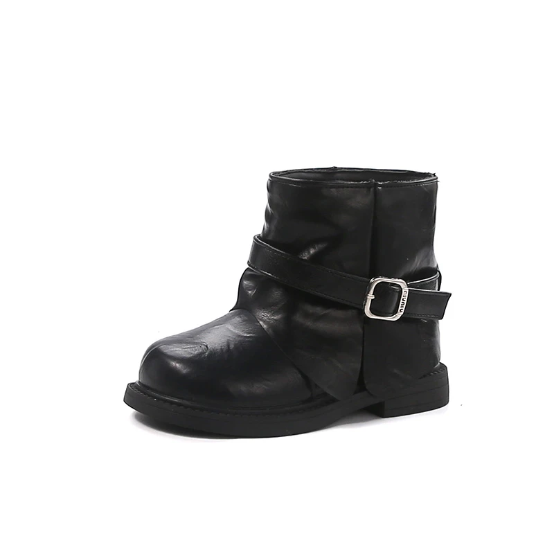 أطفال الأحذية الجلدية النمط البريطاني موضة الفتيات أحذية بوت قصيرة أصابع مستديرة تنوعا 2025 الخريف الشتاء جديد الأطفال الأميرة الأحذية #6