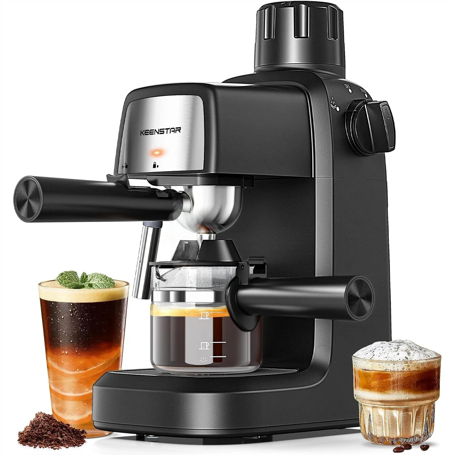3.5Bar Espresso Machine with Milk Frother, 800W Compact Coffee Maker for Cappuccino & Latte, 4 Cup Espresso Maker with