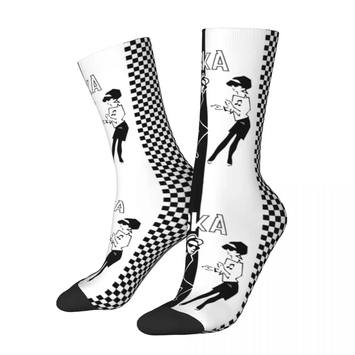 Punk Rock 2 Tone Music Ska Skank Dance Merch Men Women Socks Cozy Two Tone Checkered High Quality Middle Length Sock