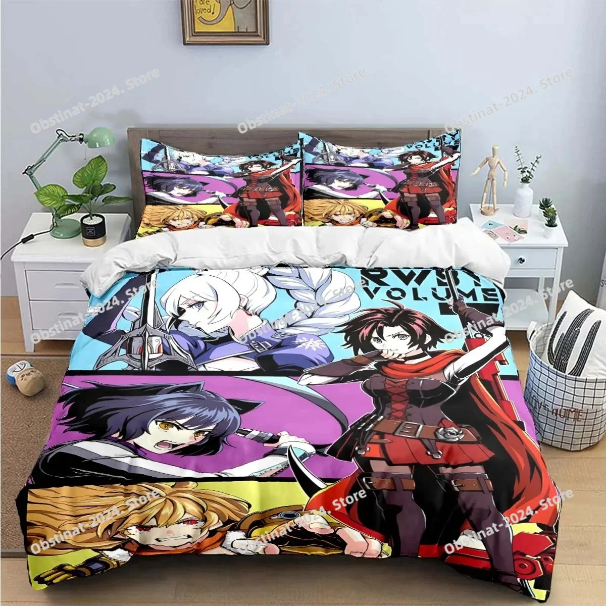 3D Fashion Cartoon R-RWBY Bedding Set Printed Bed Set With Pillowcase Bed Duvet Cover Soft Single Double Queen Super King Size