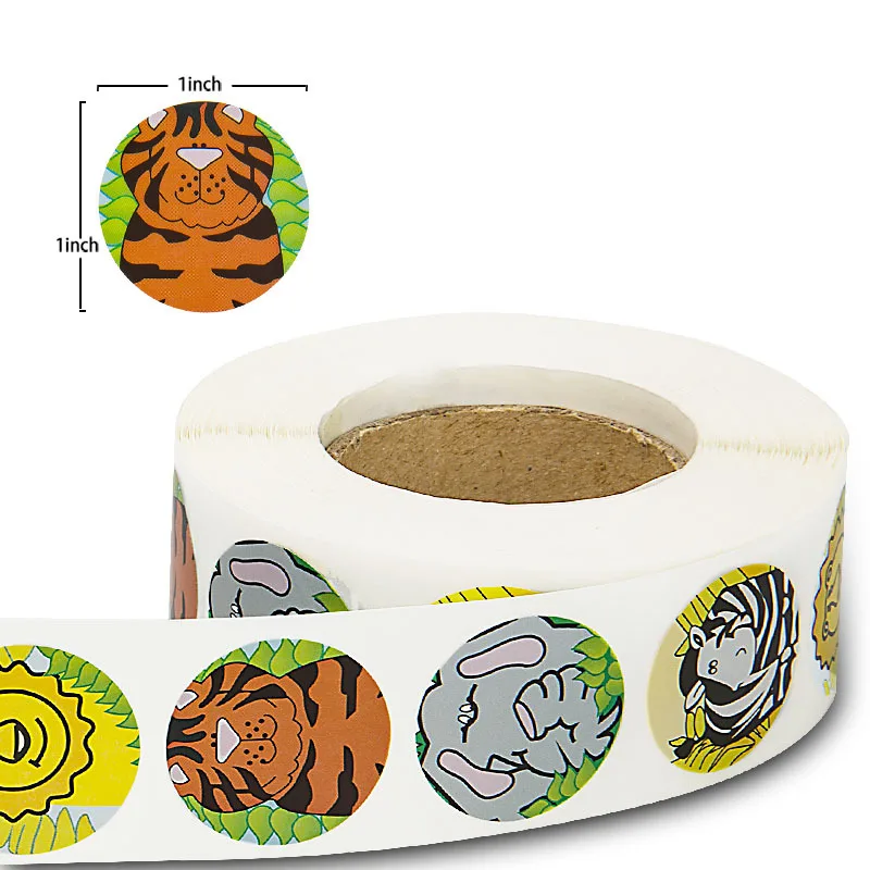 50-500pcs Zoo Animal Round Stickers Three Kinds Design Cute Animals Tag Label Reward Kids Scrapbooking For Notebook Naptop