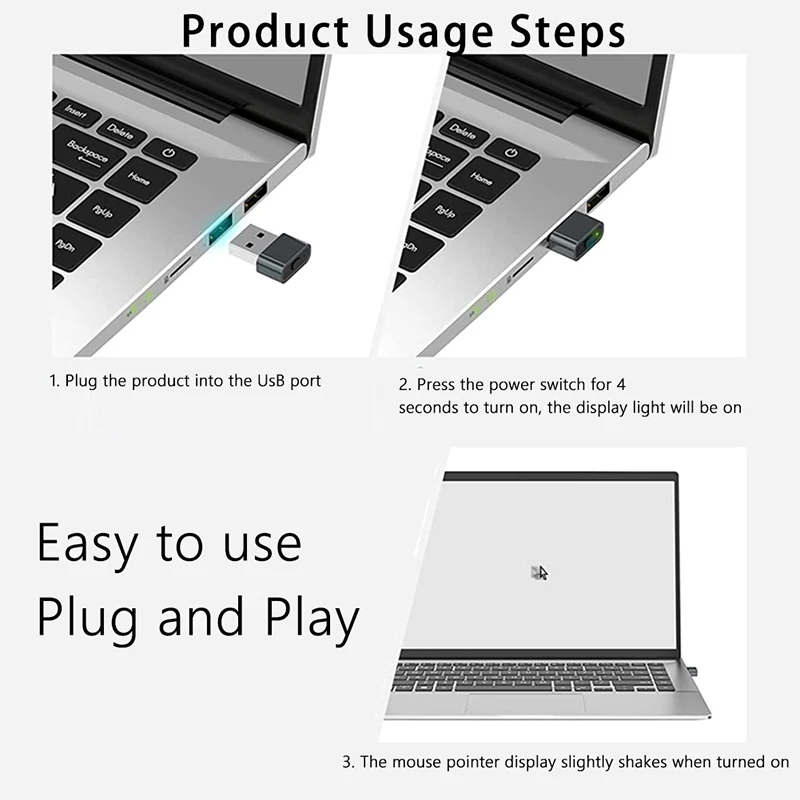 Mouse Jiggler Undetectable Automatic Mover USB Port Shaker Wiggler for Laptop Keeps Computer Awake Simulate Mouse Movement