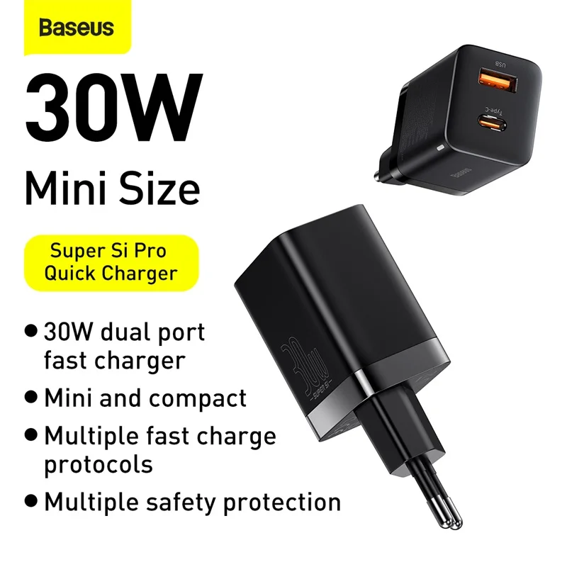 Baseus PD 30W USB C Charger For iPhone 14 Pro Max 13 12 Type C Quick Charge 3.0 Fast Charging Charger Adapter For Xiaomi Samsung