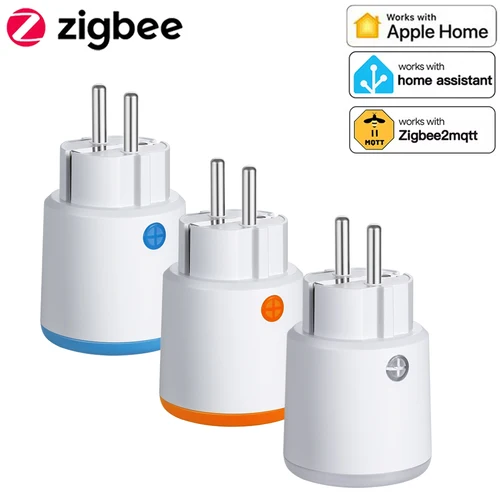 Haozee-enchufe inteligente Zigbee, 3680W, 16A, interruptor de temporizador de monitoreo de energía, salida europea, asistente doméstico Zigbee2mqtt