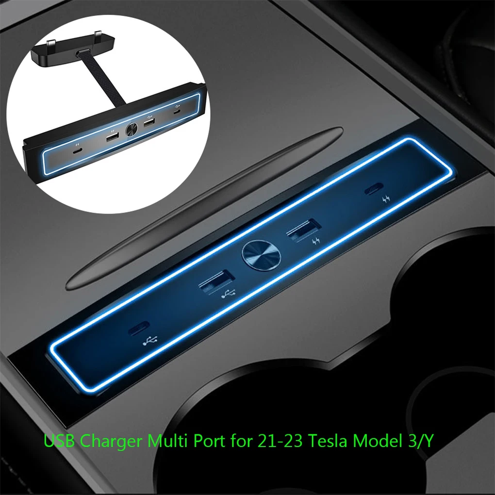 

For Tesla Model 3 Y 2021-2023 Docking Station Fast Charger Intelligent Expansion Dock Central Control Charging Shunt HUB