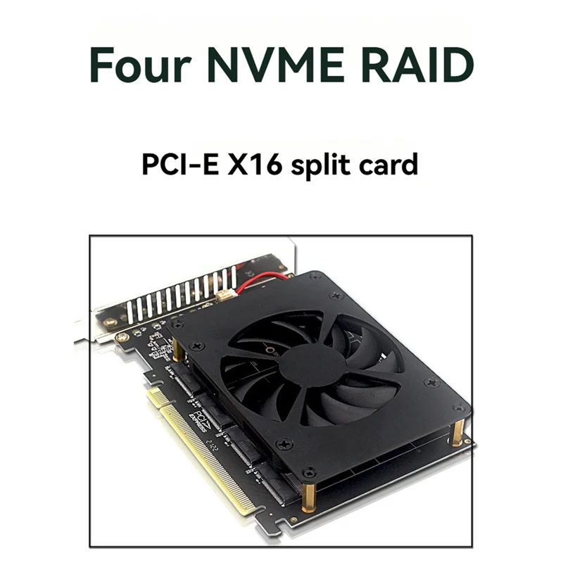 

AEE7-4 Disk M.2 Nvme SSD Pcie X16 Adapter Expansion Card 4 X RAID 32Gbps Splitter Card With Cooling Fan