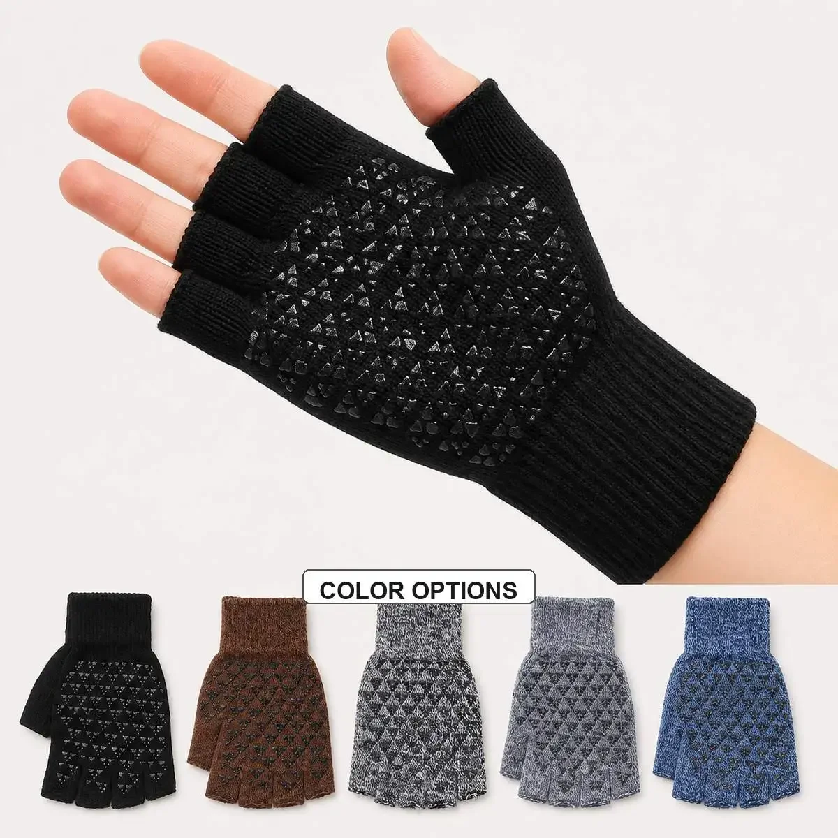 Unisex Fingerless Knit Touchscreen Gloves Warm Fleece Lining Wind Resistant Winter open fingertip hand warmers typing computer