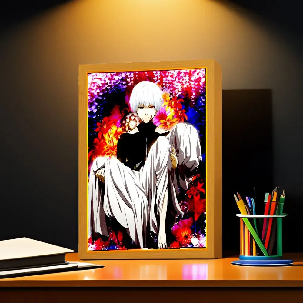 

Anime Figure Light Painting Photo Frame Tokyo Ghoul Action Led Lamps Bedroom Room Decor Friends Birthdays Easter Gifts Moon Lamp