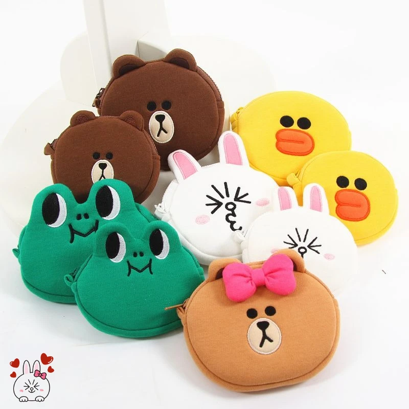 

Плюшевый кошелек-монетница LINE FRIENDS Brown Cony Sally в стиле аниме, милый, портативный, мини-сумочка для хранения, брелок, оптом, подарок