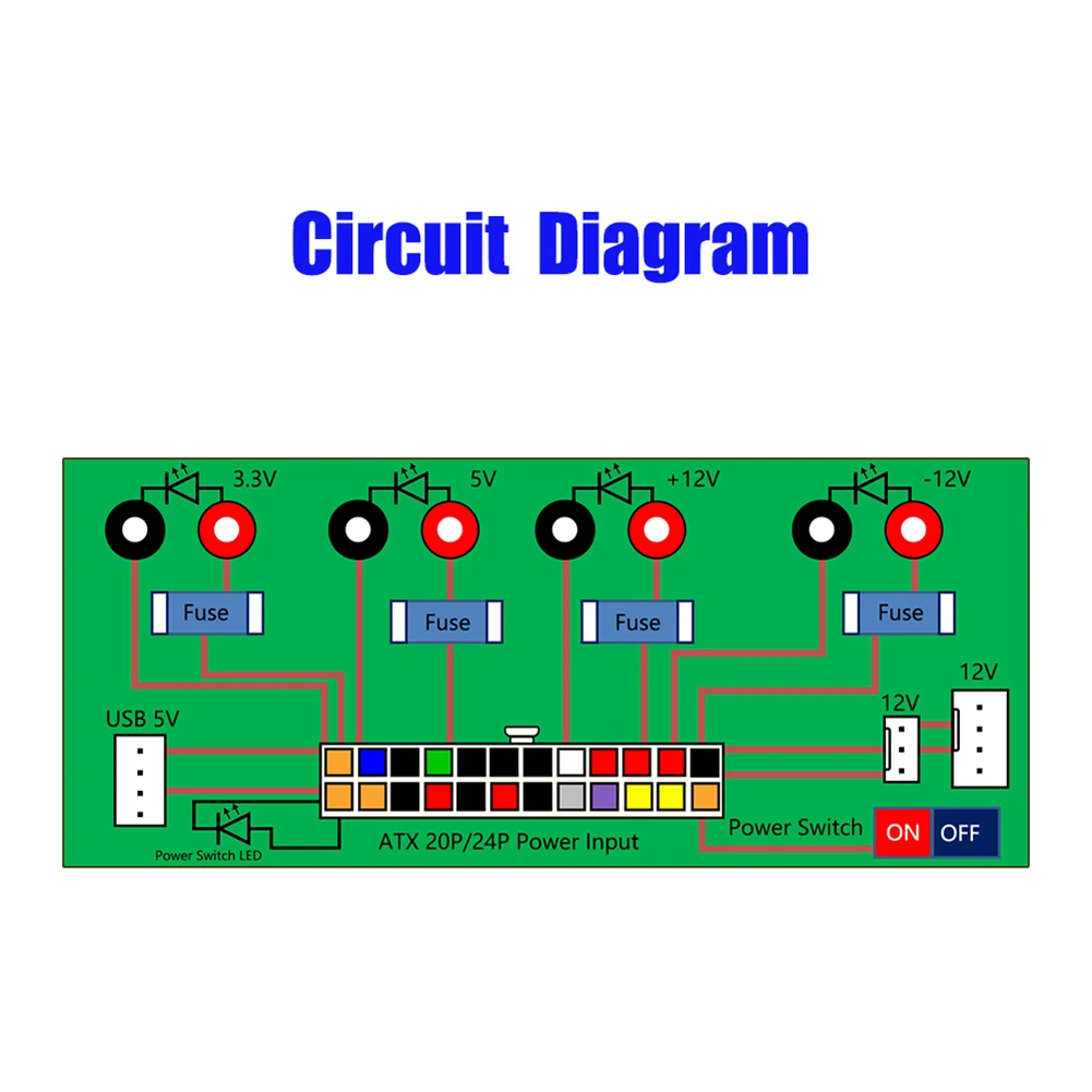 20/24 Pins ATX Power Breakout Modul Adapter 12V 5V 3,3V Computer Netzteil Netzteil für Desktop-Computer