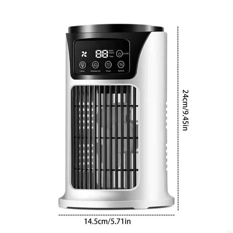 J6PE เครื่องปรับอากาศแบบพกพาพัดลมพัดลมพัดลมพัดลมที่มีไฟกลางคืน