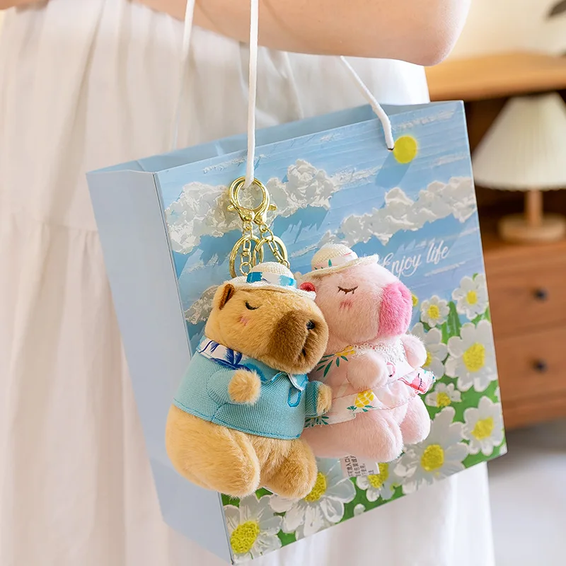 Capibala 여름 스타일 수영 링, Capybara 봉제 장난감 키 체인 펜던트, 작은 인형 걸이식 액세서리, 사랑스러운 패션, 신제품