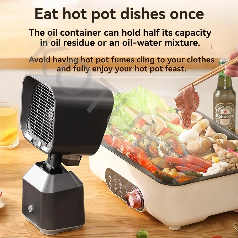 Portable range hood with adjustable height and detachable double-layer filter desktop kitchen exhaust fan
