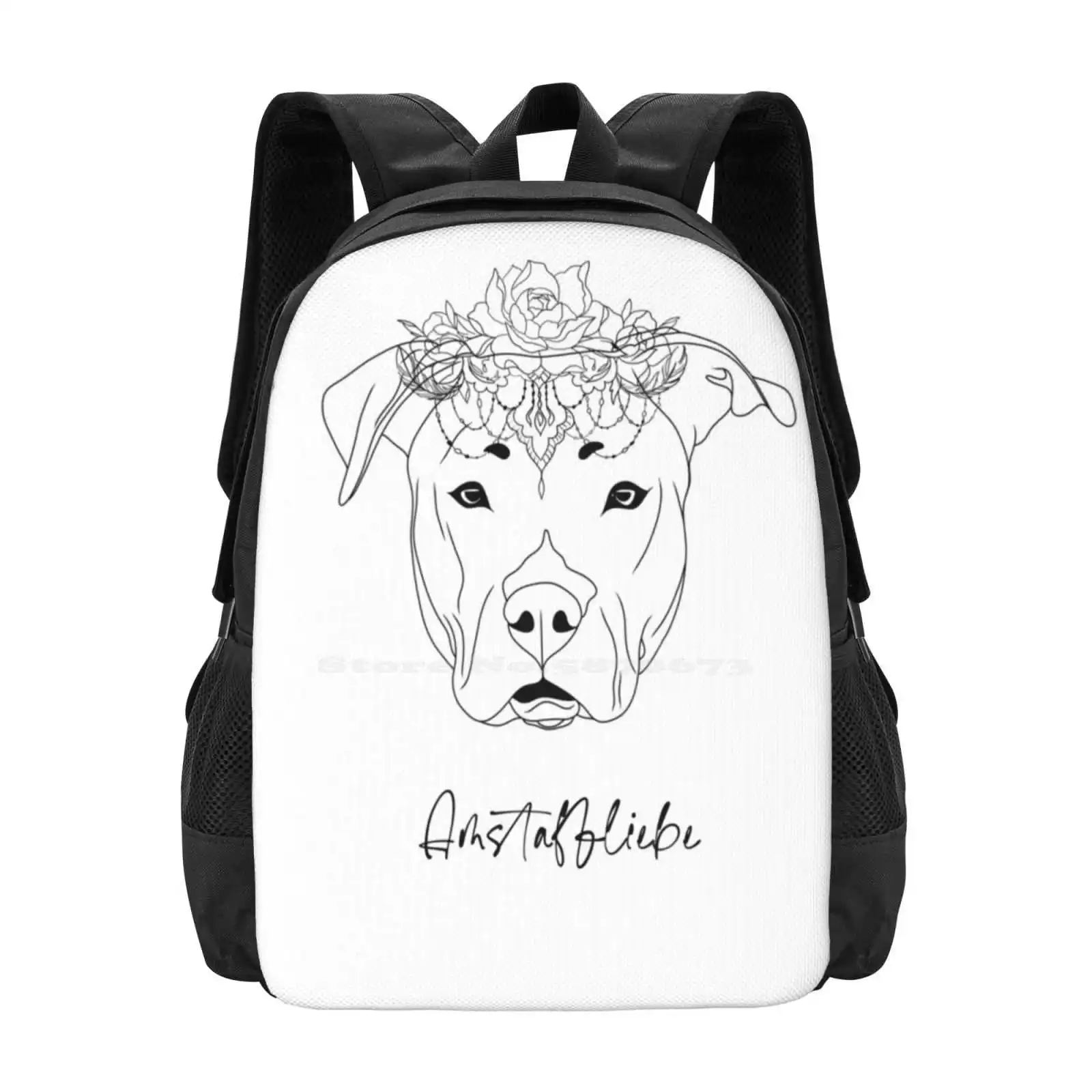 Amstaff Love School Bag Big Capacity Backpack Laptop Amstaff List Dog