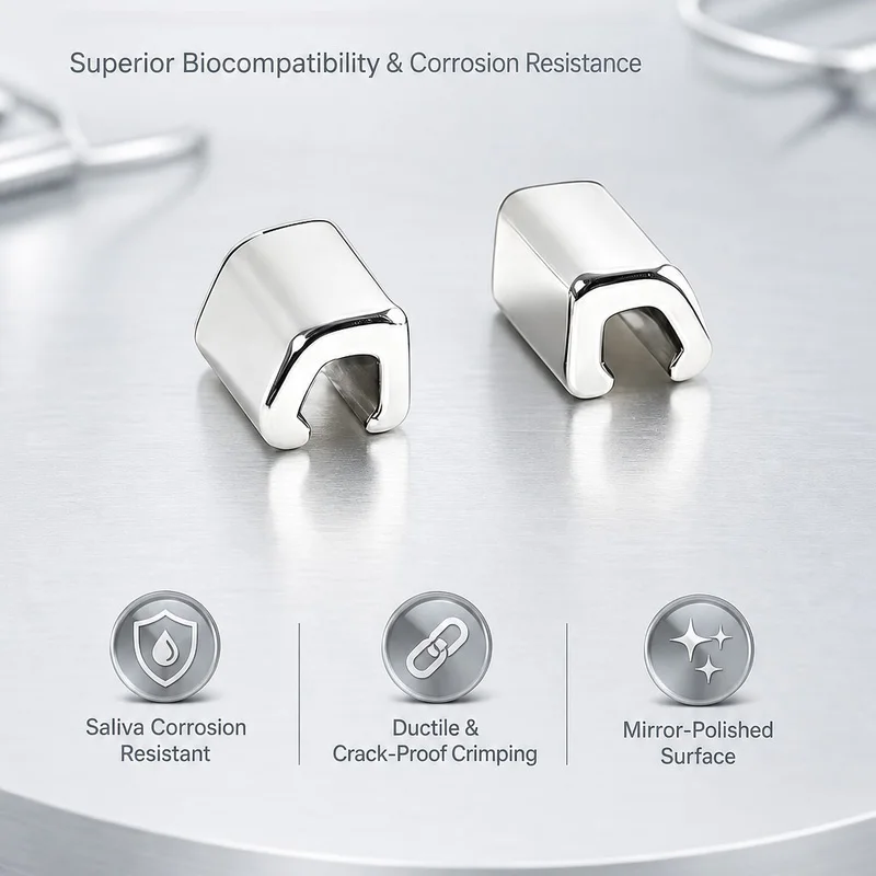 Orthodontic Universal Split Open Crimpable Stops Micro Textured Anti Slip Archwire Locks Smooth Rounded Edges Dental Materials