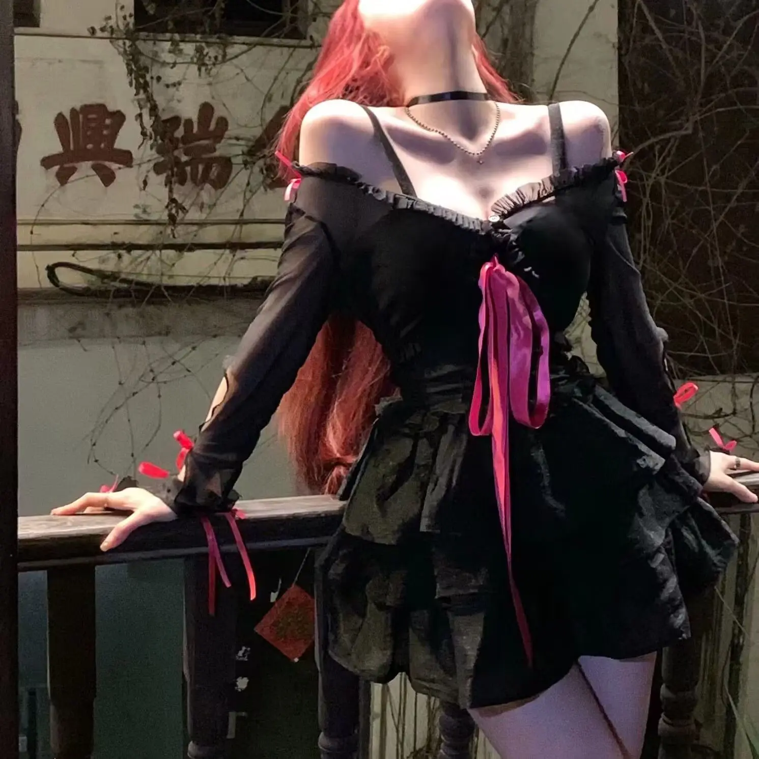 

Black Vintage Gothic Two Piece Set Women Designer Party Mini Dress Set Female Casual Korean Fashion Dress Suit 2023 Autumn