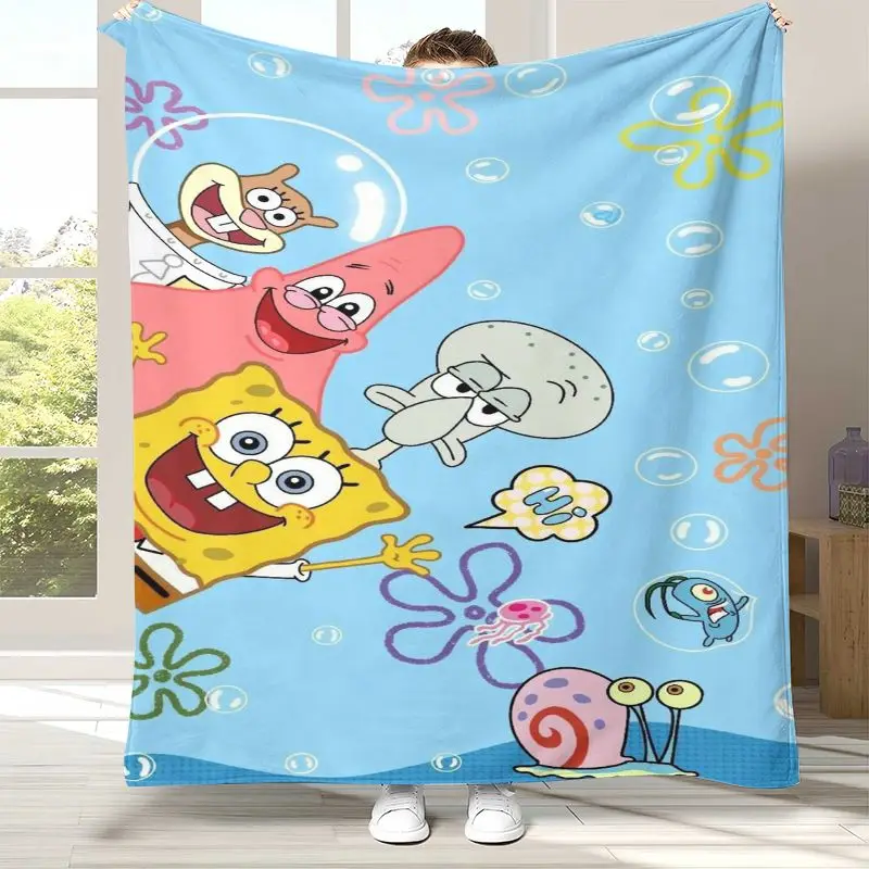 Bikini Bottom S-SpongeBob Cartoon Flannel Throw Blanket,Cozy Warm Blanket for Bed,Sofa,Living Room,Picnic,Camping,Home Decor