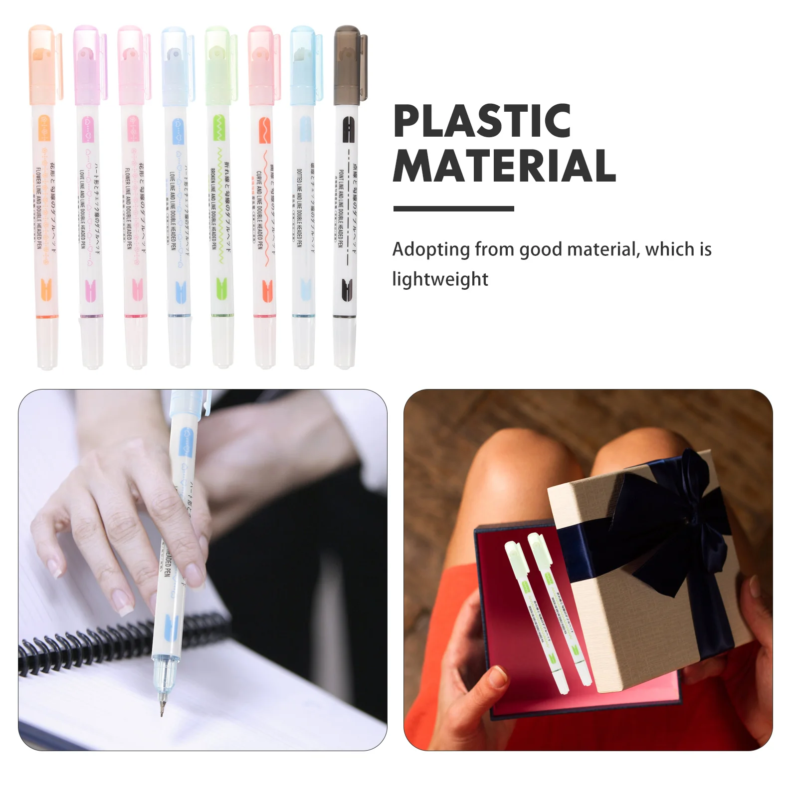 

8 шт., набор цветных маркеров с двумя наконечниками и кривыми ручками для скрапбукинга, ведения журнала, рисования, тонкие линии, художественные проекты, маркер, пакет для письма