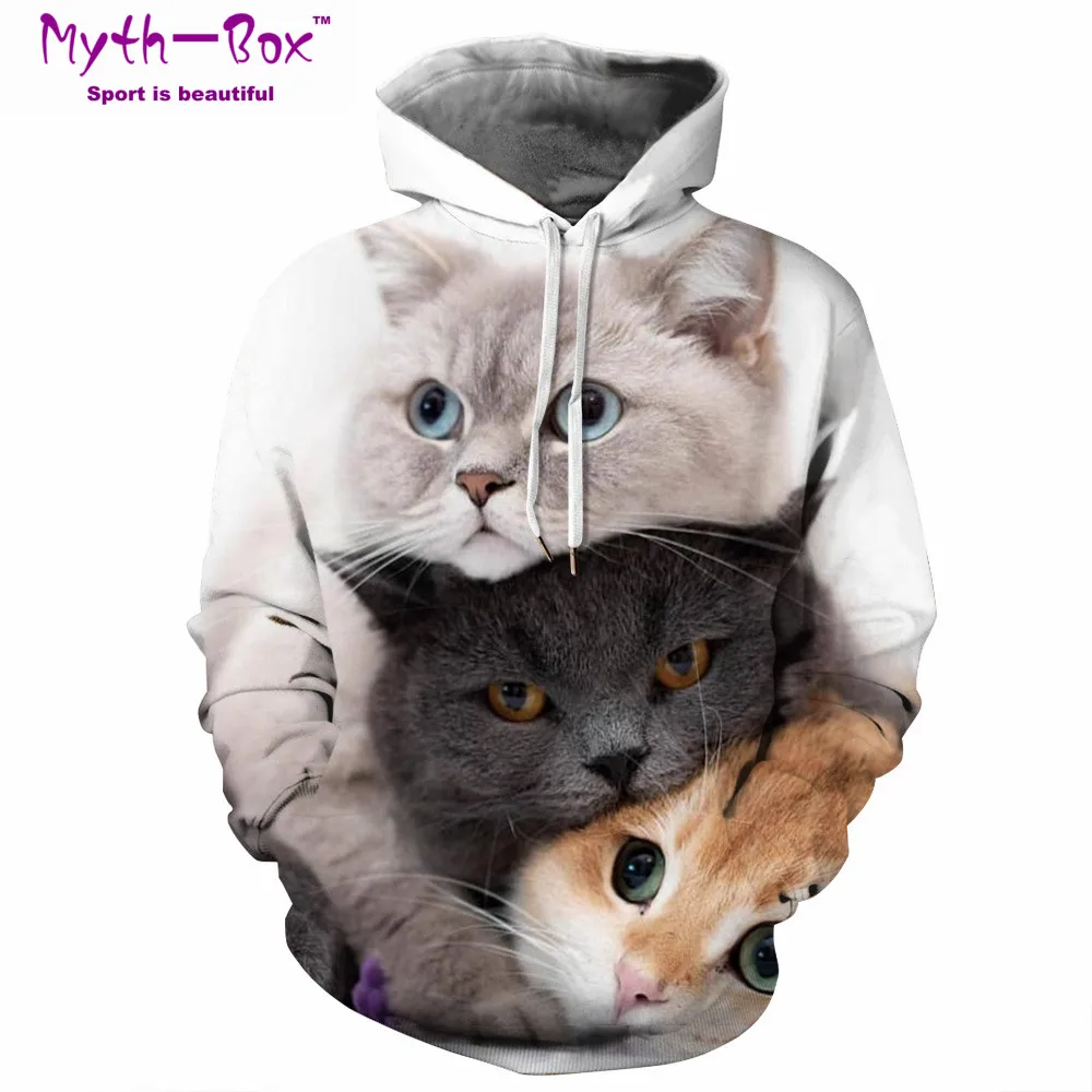 Women/Men Hoodie Sweatshirts Gym Autumn Winter Sport Hoodies Women Cute Cats 3D Print Sportwear Hooded Sweaters Hip Hop Pullover