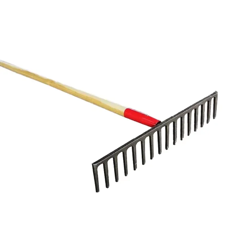 Ultra Light Lawn Leveling Landscape Leaf Rake with Long Wooden Handle Aluminum Alloy Head 14 Teeth Eco Friendly Garden Tool