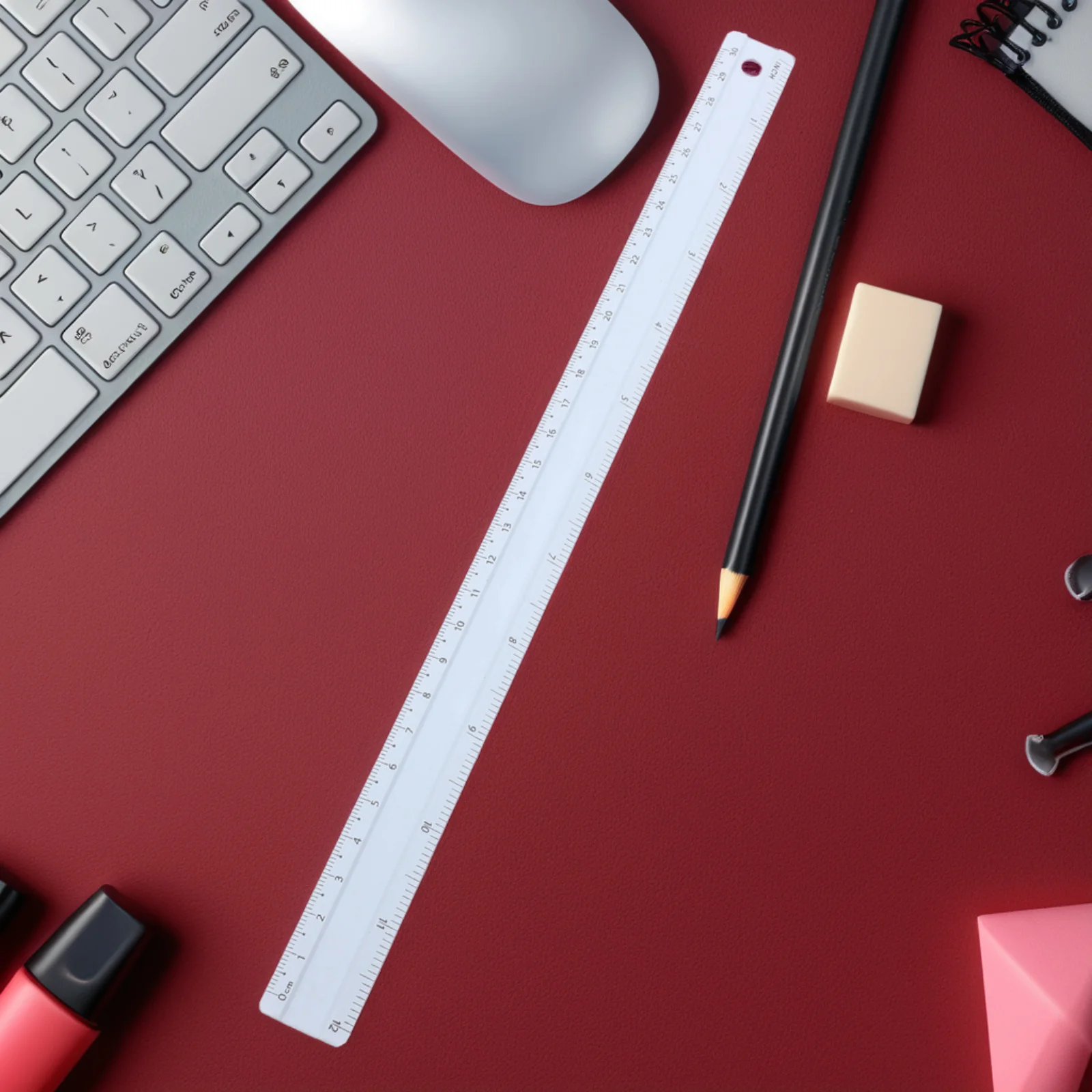 Aluminum Alloy Straight Ruler 30Cm Eye Catching Color Clear Graduations Multi Functional Measuring Drafting Office Must Have