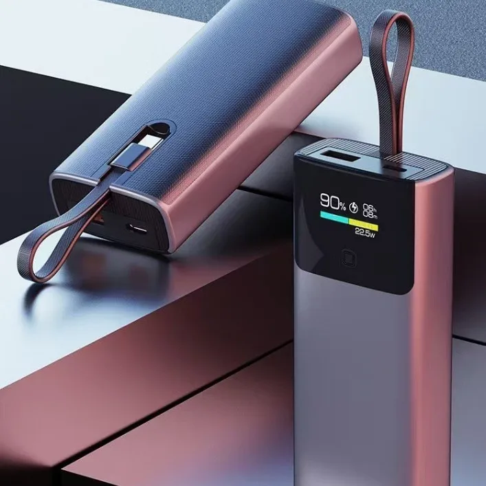 

2025 Smart Digital Display TFT Color Screen 20,000mah Power Bank 22.5W Built-in Cable Fast Charging Power Bank for Xiaomi IPhone
