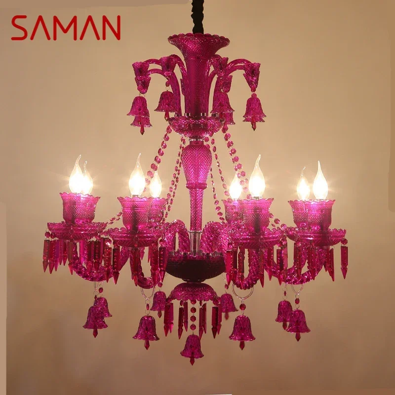 

SAMAN Luxurious Style Crystal Pendant Lamp European Candle Lamp Art Living Room Restaurant Bedroom Villa Chandelier