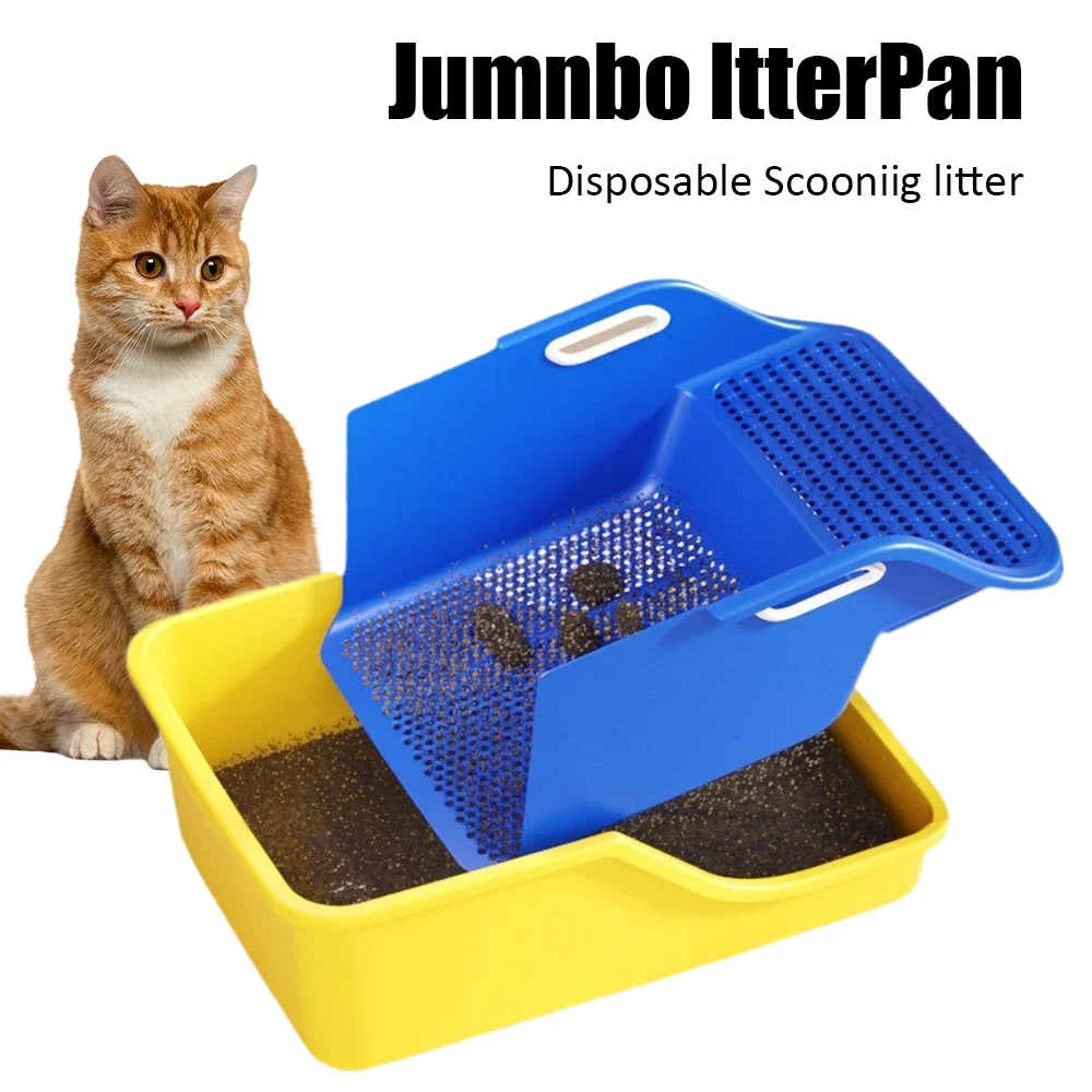 

XL Semi Enclosed Cat Litter Box High Sided with Sifting Scoop Large Easy Clean Litter Tray Supplies Pan Litter Box Accessories