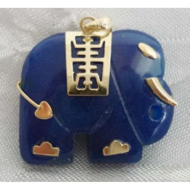 

Pretty Blue jade new Elephant Pendant & Necklace