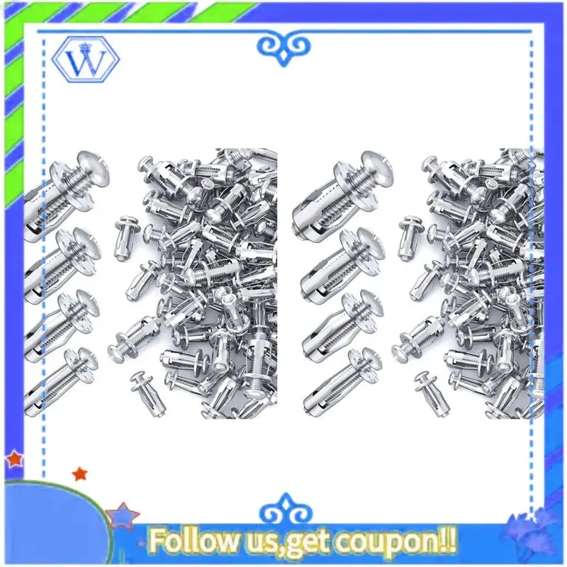 

A55P-80Pcs M 4 M5 M6 M8 Petal Nuts,Expansion Screw Jack Nut,For Hollow Wall Iron Plastic Polywoodpressboard Hardboard Silver
