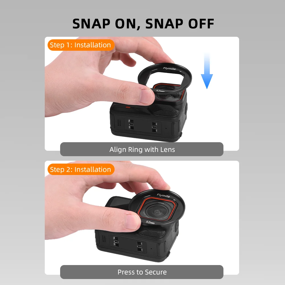 Flymile Ace Pro 2 حامل مرشح جبل عدسة تصفية كليب ل Insta360 Ace Pro 2 اكسسوارات 52/49 مللي متر مرشحات الإطار محول