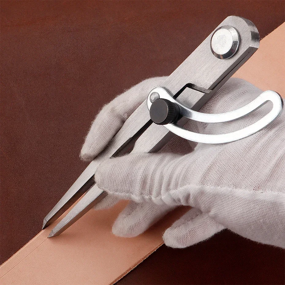 

1Pc Adjustable Leather Spacing Compass, Edge Creaser Wing Steel Divider Line Location Scriber Marking Precision Drafting Tool