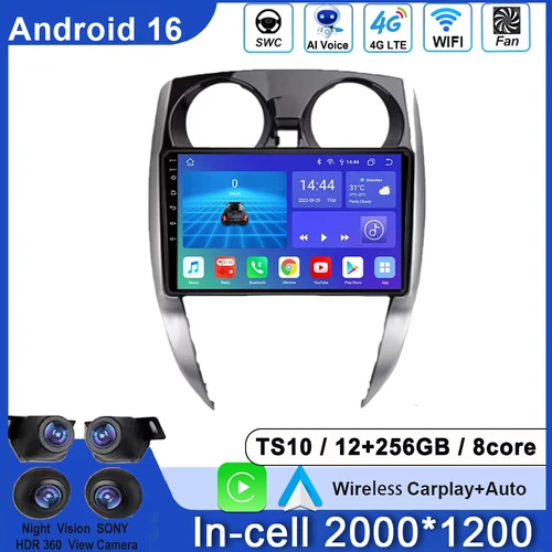 Radio de coche para Nissan Note 2 E12 2012 - 2021 Android Auto reproductor Multimedia Carplay GPS estéreoVideo 2din DVD 8 núcleos unidad principal 5G