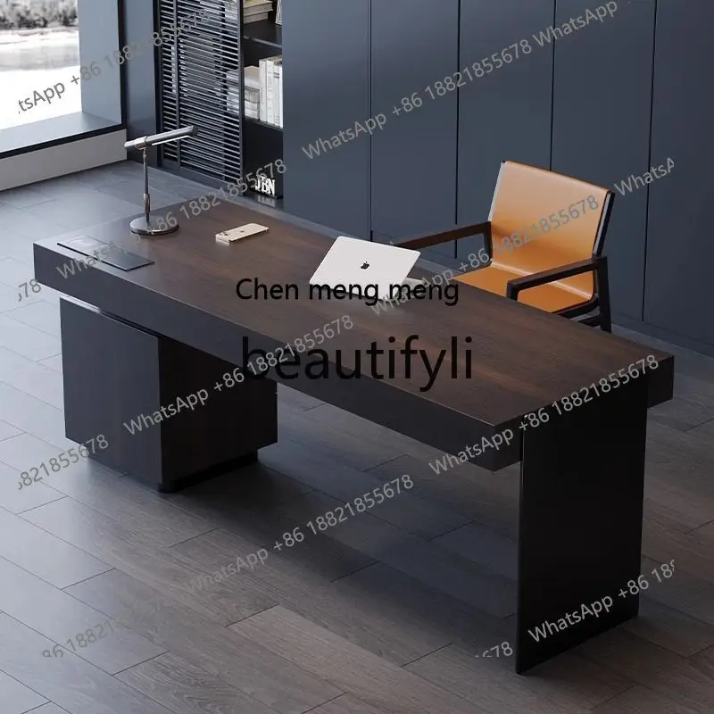 Multi-layer solid wood boss office desk high-end desk light luxury modern living room large studyH