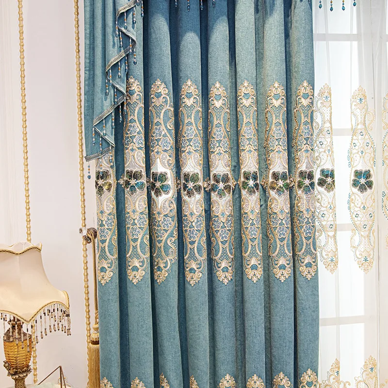 

Custom Size Finished Products of Small Hollow Embroidered Curtains in High-end Living Room and Bedroom Door Screen Shutter