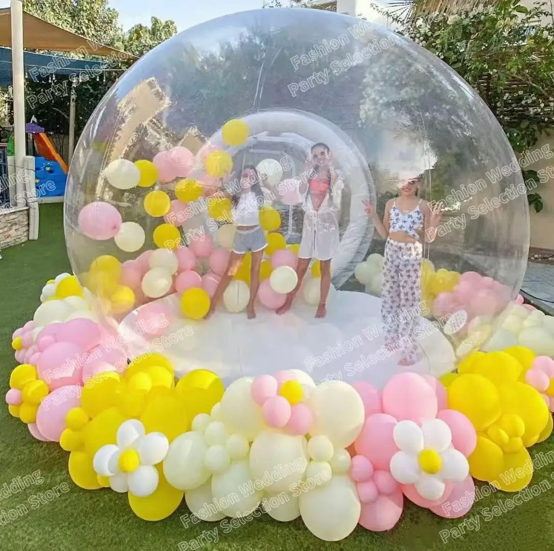 

PVC Clear Transparent View Inflatable Bubble House Kids Trampoline Combo with Blower - Outdoor Family Backyard Camping Playhouse