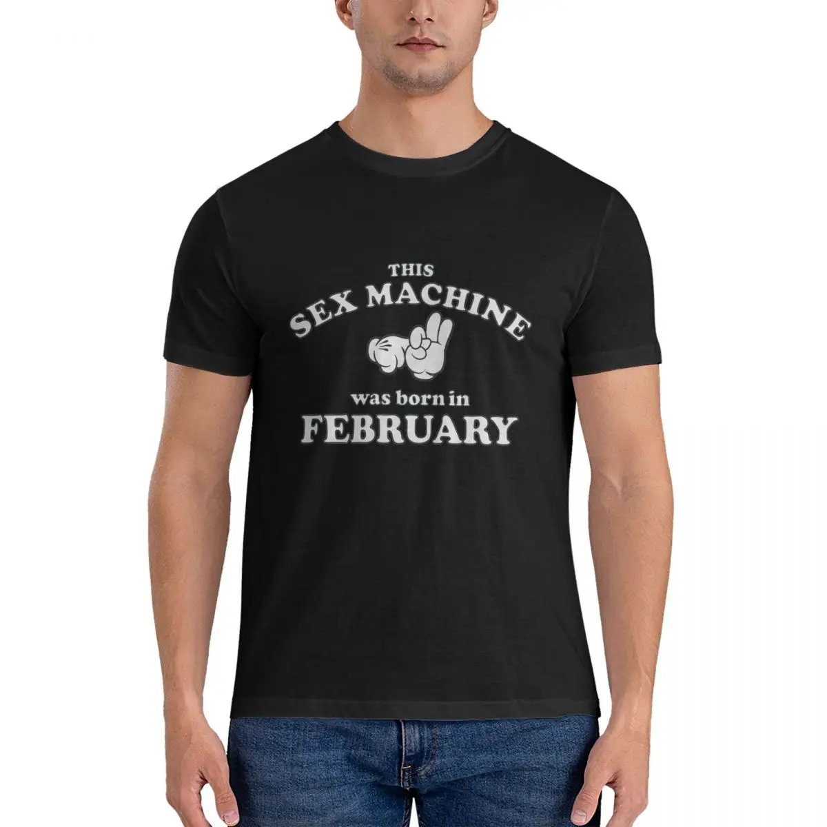 Sex Machine Was Born In February T-Shirts for Men Sexmachine Pure Cotton Tees Round Collar Short Sleeve T Shirt official-website