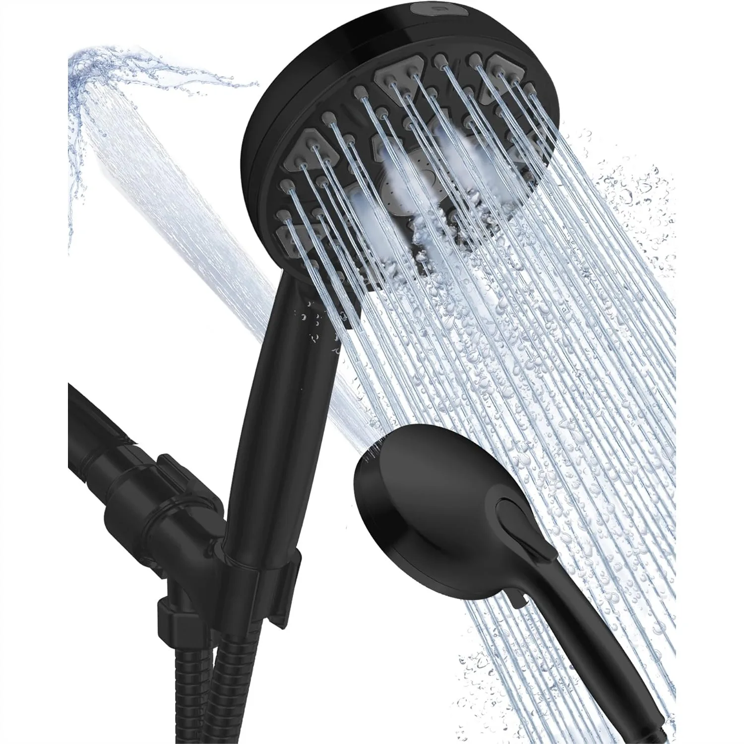 

High Pressure Shower Head with Handheld, 7 Modes, Built-in Power Wash for Tub, Tile & Pets, 5" High Flow Rain Showerhead with