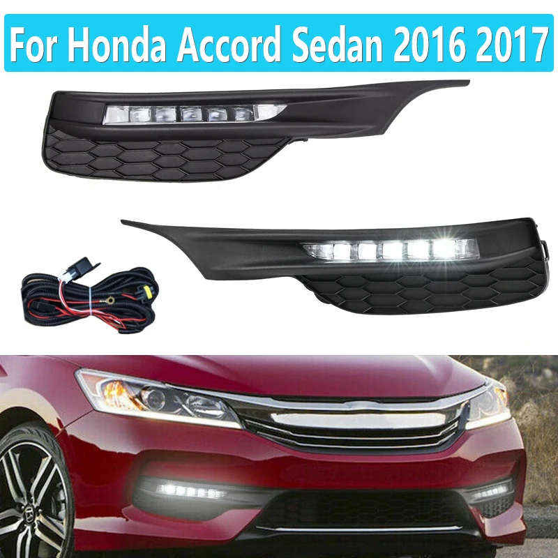 

LED Daytime running lights For Honda Accord Sedan 2016 2017 Running lights Headlight headlights Fog lights HO2592142 HO2593142