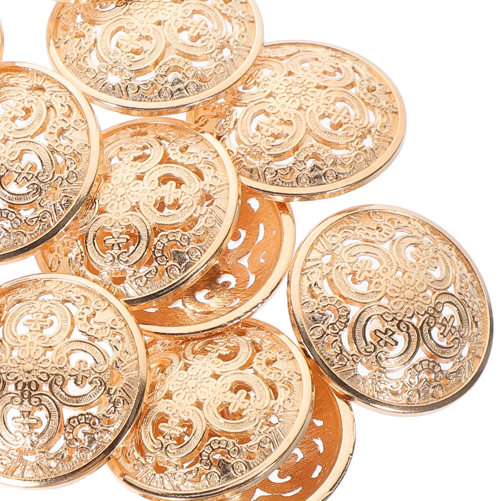 

30Pcs Metal Button Hollow-Out Stylish Rugged Sewing Fastener for Coat Jackets Jeans DIY Clothes Accessories Light Golden