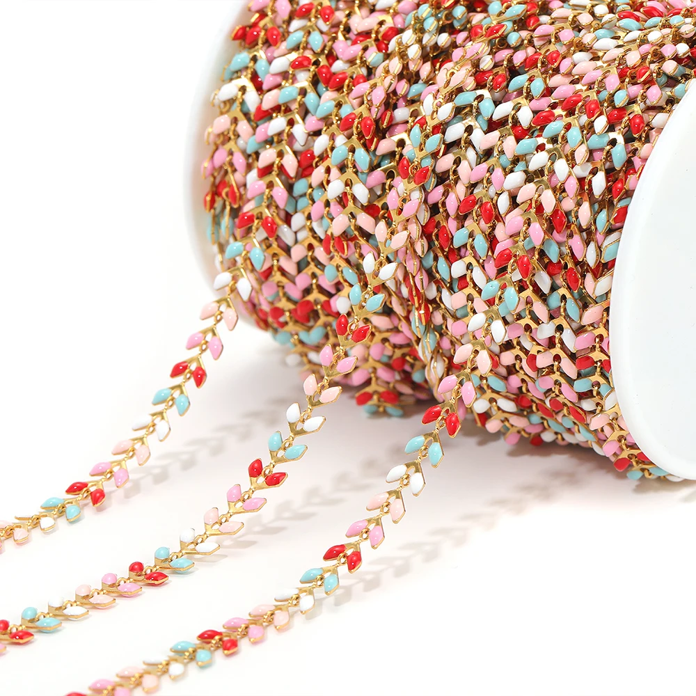 1 Meter Edelstahl-Flachketten in Weißer Emaille für DIY-Schmuckherstellung, Ohrringe, Armbänder, Halsketten-Zubehör – Detail 6