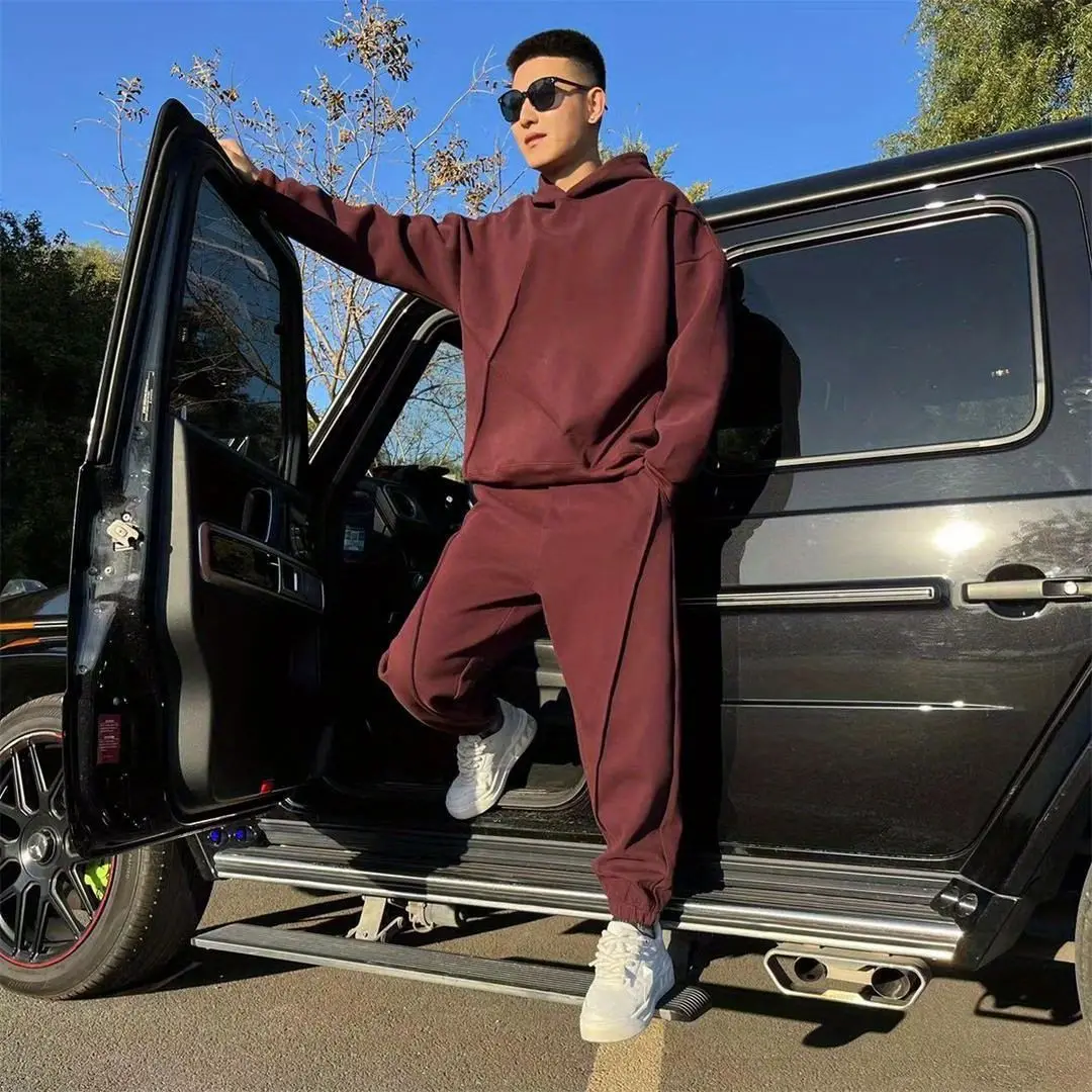 

Autumn and winter fashion new trend simple casual loose hooded sweatshirt and sweatpants trendy men's versatile thickened suit