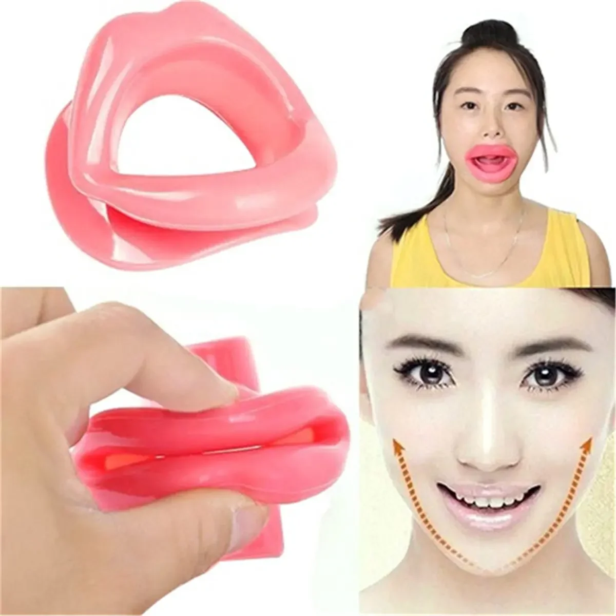 Silicone Rubber Face Slimmer Exercise Mouth Piece Muscle Anti Wrinkle Lip Trainer Mouth Massager Exerciser Mouthpiece Face Care