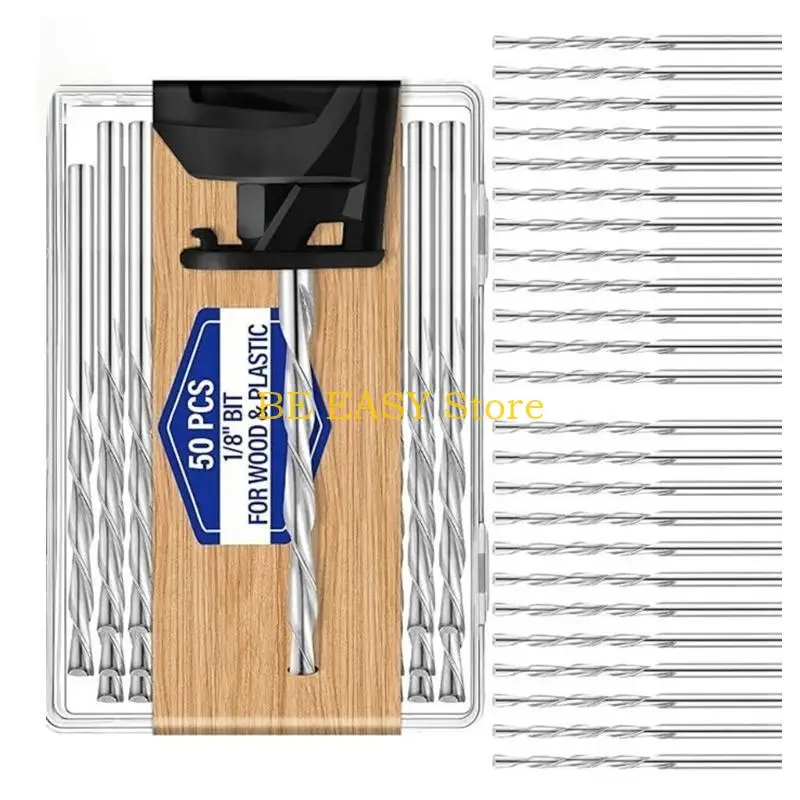 

E28F Комплексный набор сверл из 50 шт., быстрорежущая сталь 1/8 дюйма для дерева и пластика, для режущих бит для мастеров