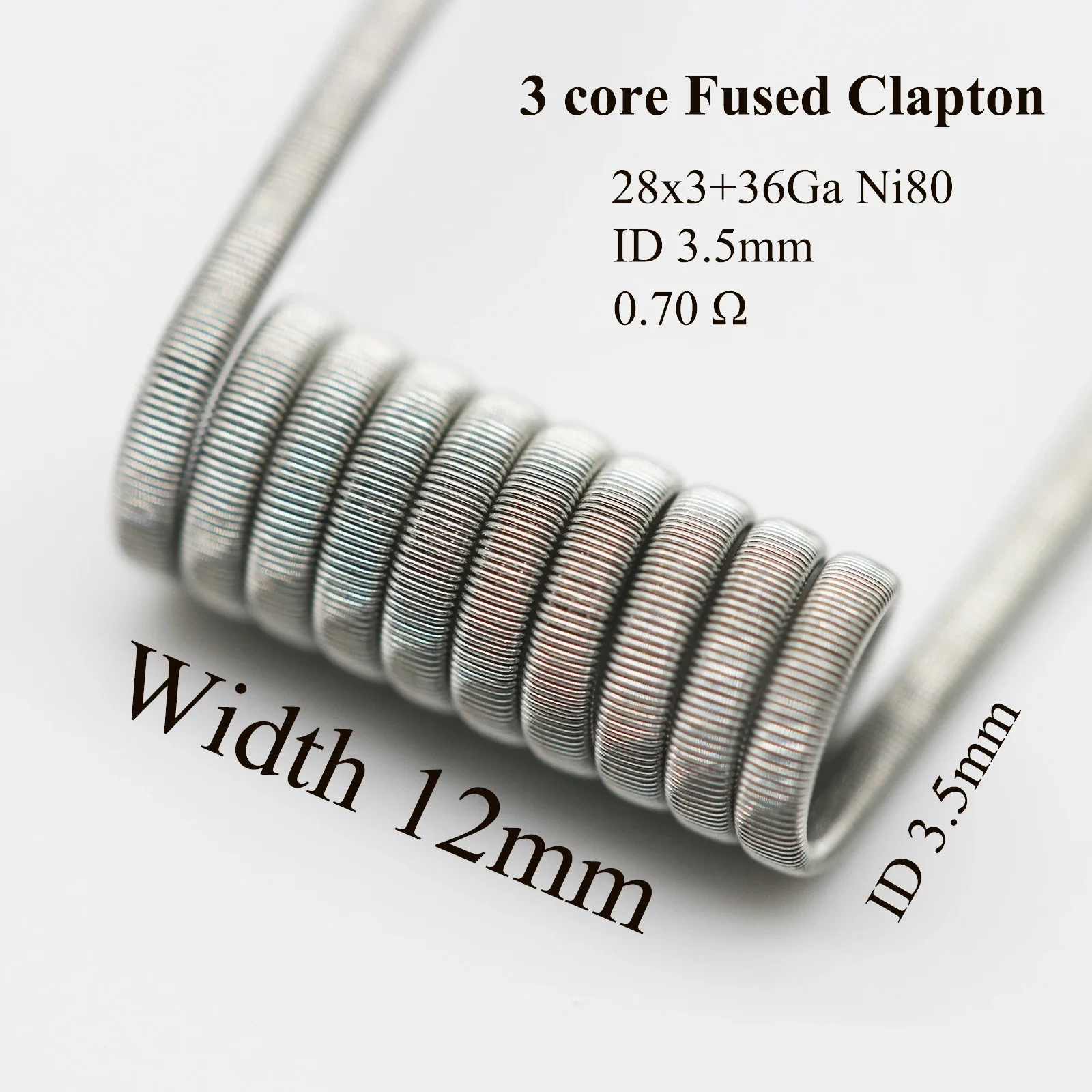 NK 0.70 Ohm Big Coils ID 3.5 mm Fused Clapton Ni80 3x28+36ga 50 PCS Per Box