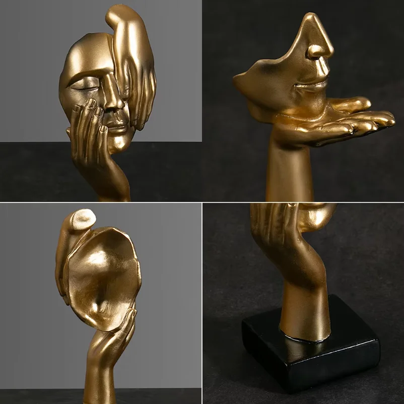 Resin Abstract Mask Statues European Miniature Figurines for Interior Home Office Study Desktop