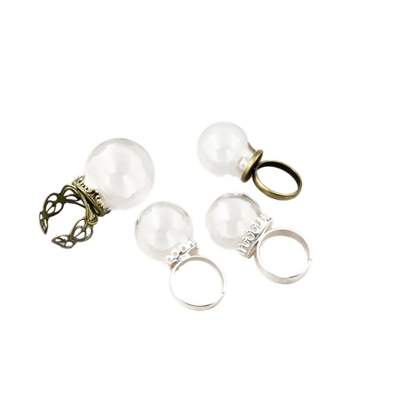 2pcs Glass Globe Ring Glass Bottle Ring Setting Base Jewelry Findings DIY Handmade Materials Accessories