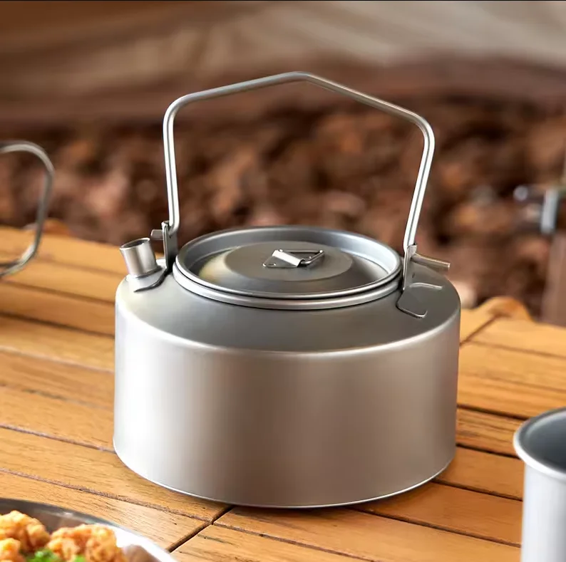 

Pure titanium kettle outdoor large-capacity outdoor cookware camping cookware portable bubble boiling teapot with handle