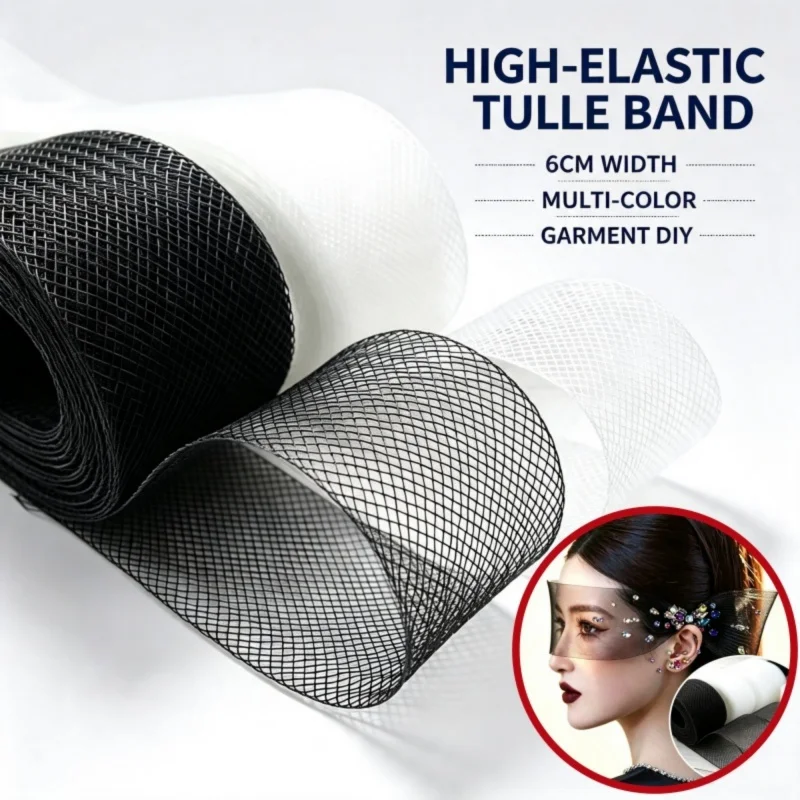 2/4/5/6/8/10cm Width Elastic Webbing Mesh Braid Polyester Mesh Fabric Flat Plain Crin Ribbon for Crafts Women Diy Hat Multicolor